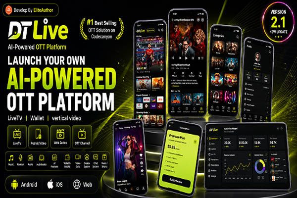 DTLive v2.1 - Movie, TV Show, OTT, Live TV, Streaming Flutter App (Android, iOS, Web) with Admin Panel - nulled